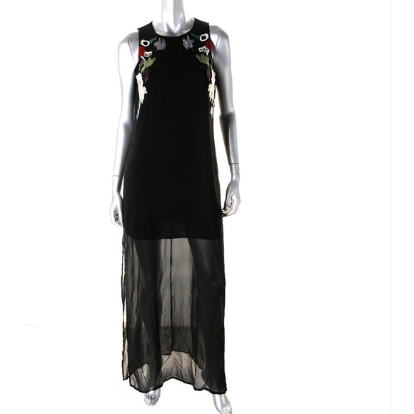 Zara Dresses & Skirts - ZARA Trafaluc Sheer Beaded Overlay Maxi Sleeveless Dress - Size S